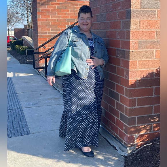 Lands’ End Boho Navy Ruffle Maxy Dress 3x - Picture 2 of 4